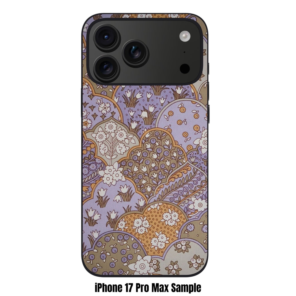 Floral Pattern Phone Case For iPhone Samsung Galaxy Pixel - Retro Floral Seigaiha Wave Pattern On Lavender Background