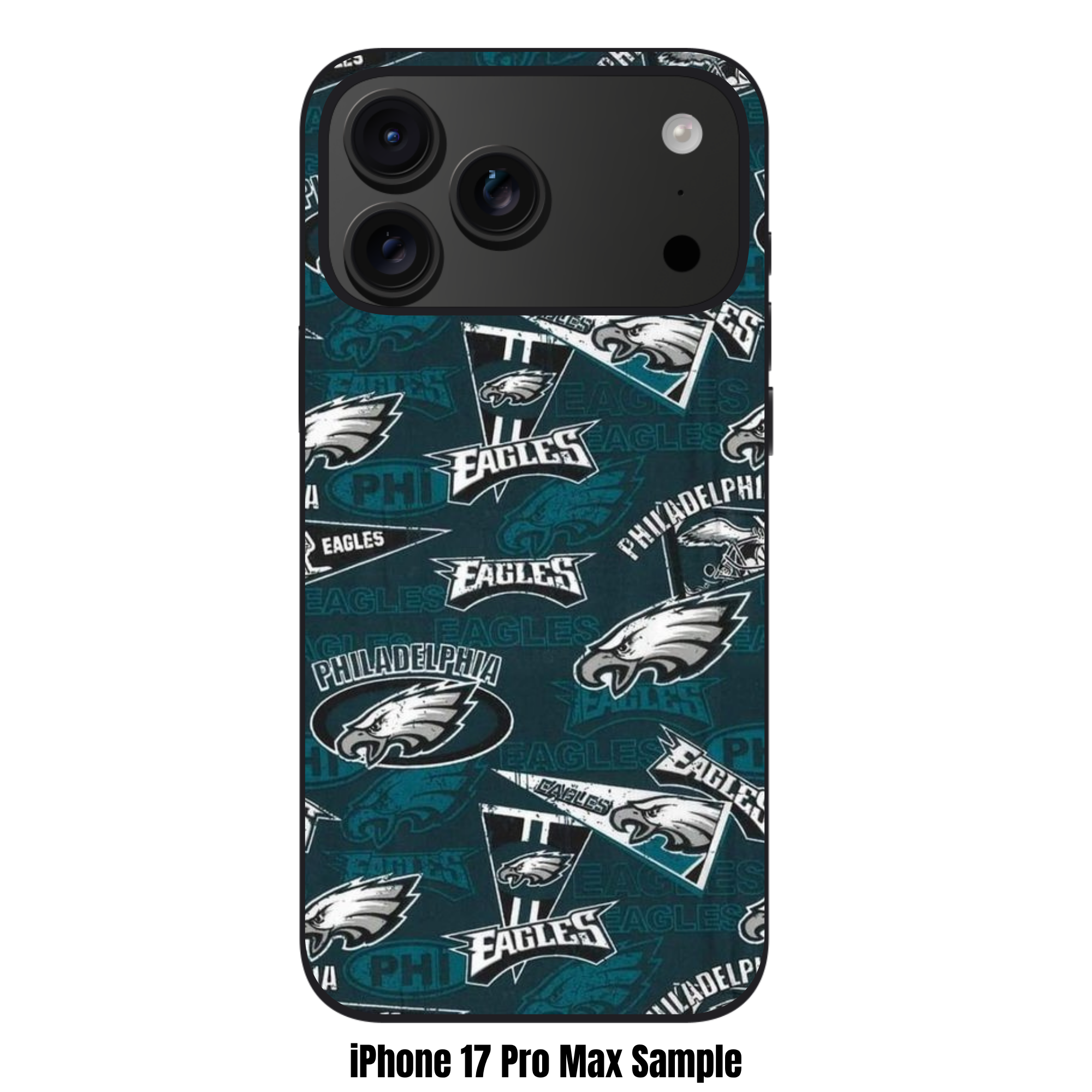 NFL Philadelphia Eagles Phone Case For iPhone Samsung Galaxy Pixel - Philadelphia Eagles Distressed Logo And Pennant Pattern On Midnight Green Background