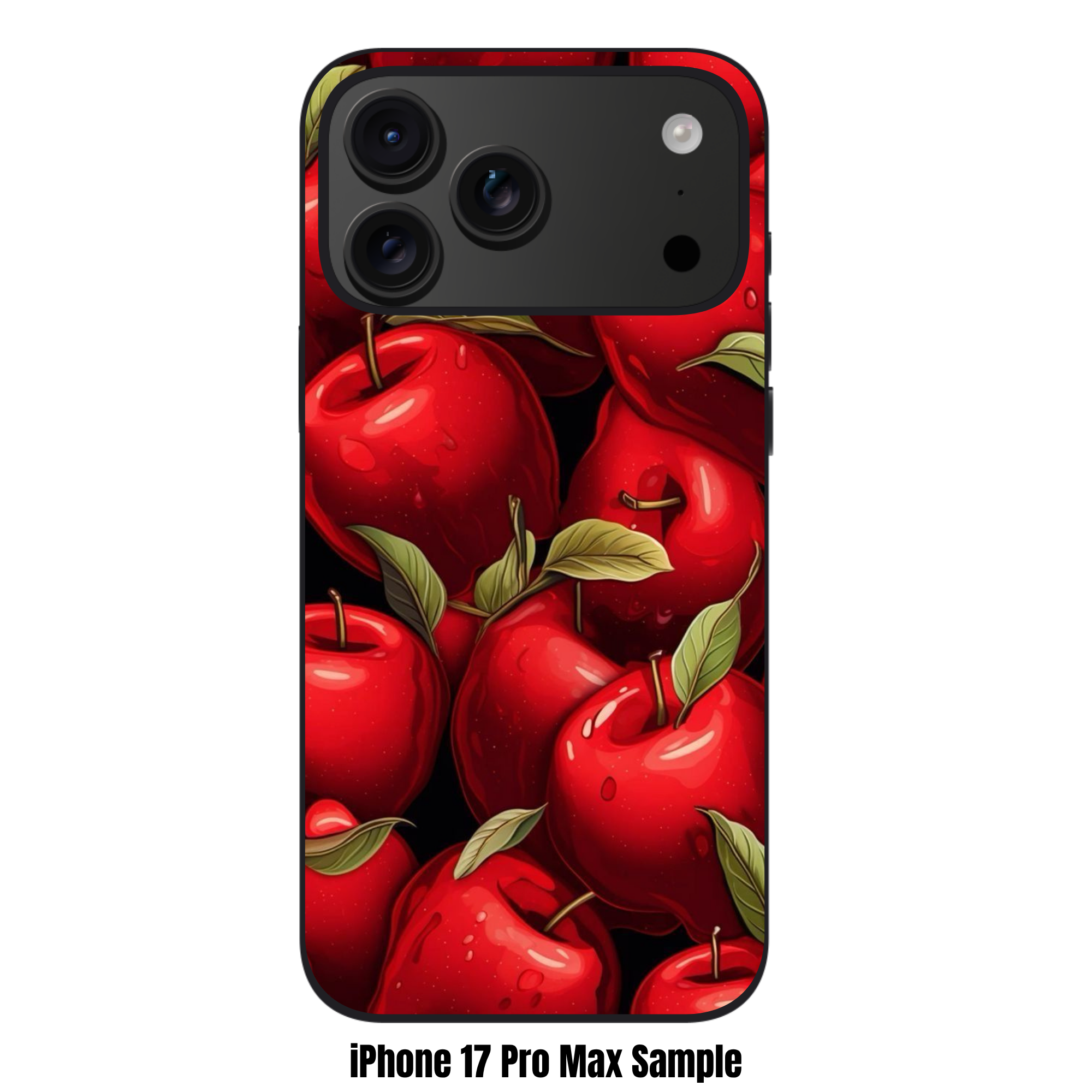 Apple Pattern Phone Case For iPhone Samsung Galaxy Pixel - Rich Red Apple Packed Pattern In Black Background