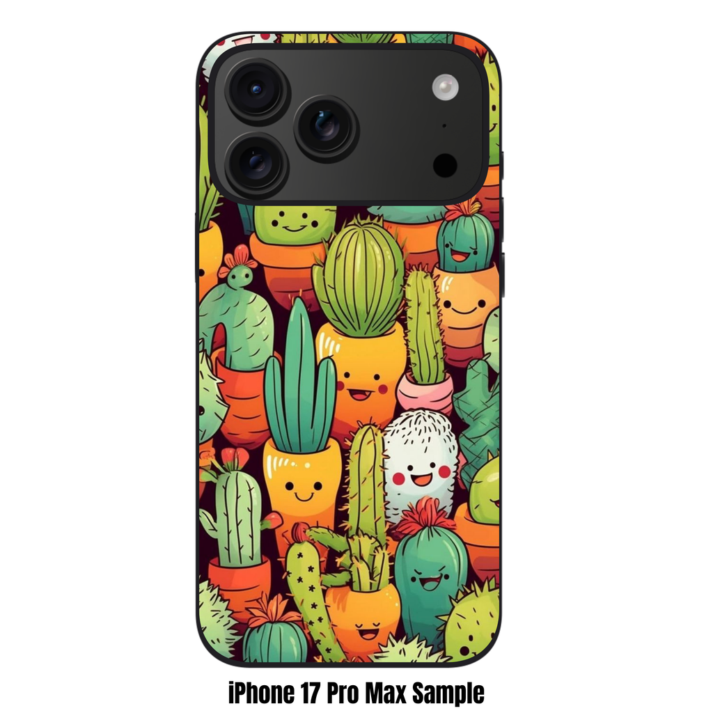 Floral Pattern Phone Case For iPhone Samsung Galaxy Pixel - Cute Smiling Cactus Doodle Character Pattern