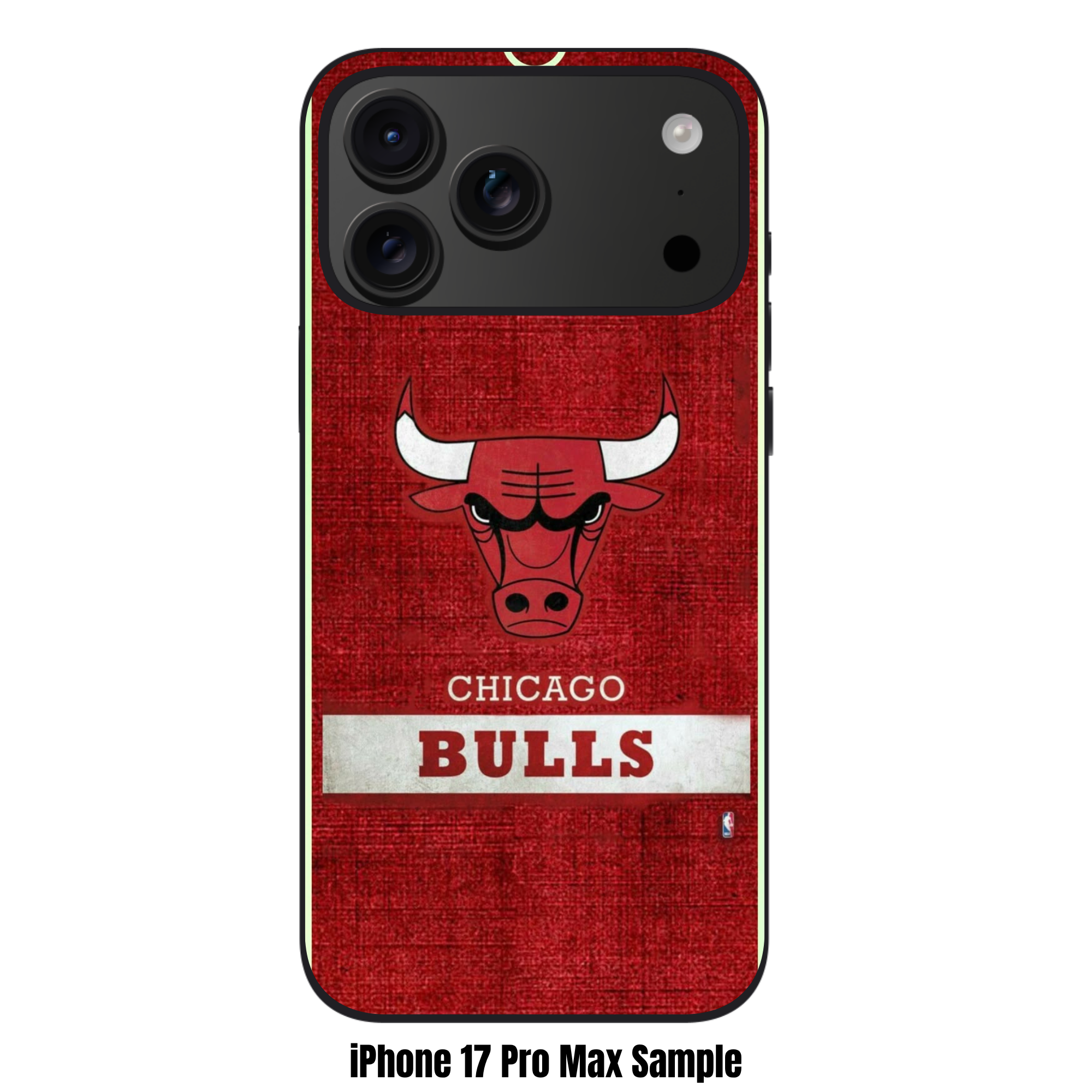 NBA Chicago Bulls Phone Case For iPhone Samsung Galaxy Pixel - Chicago Bulls Logo And White Stripe On Red Textured Background