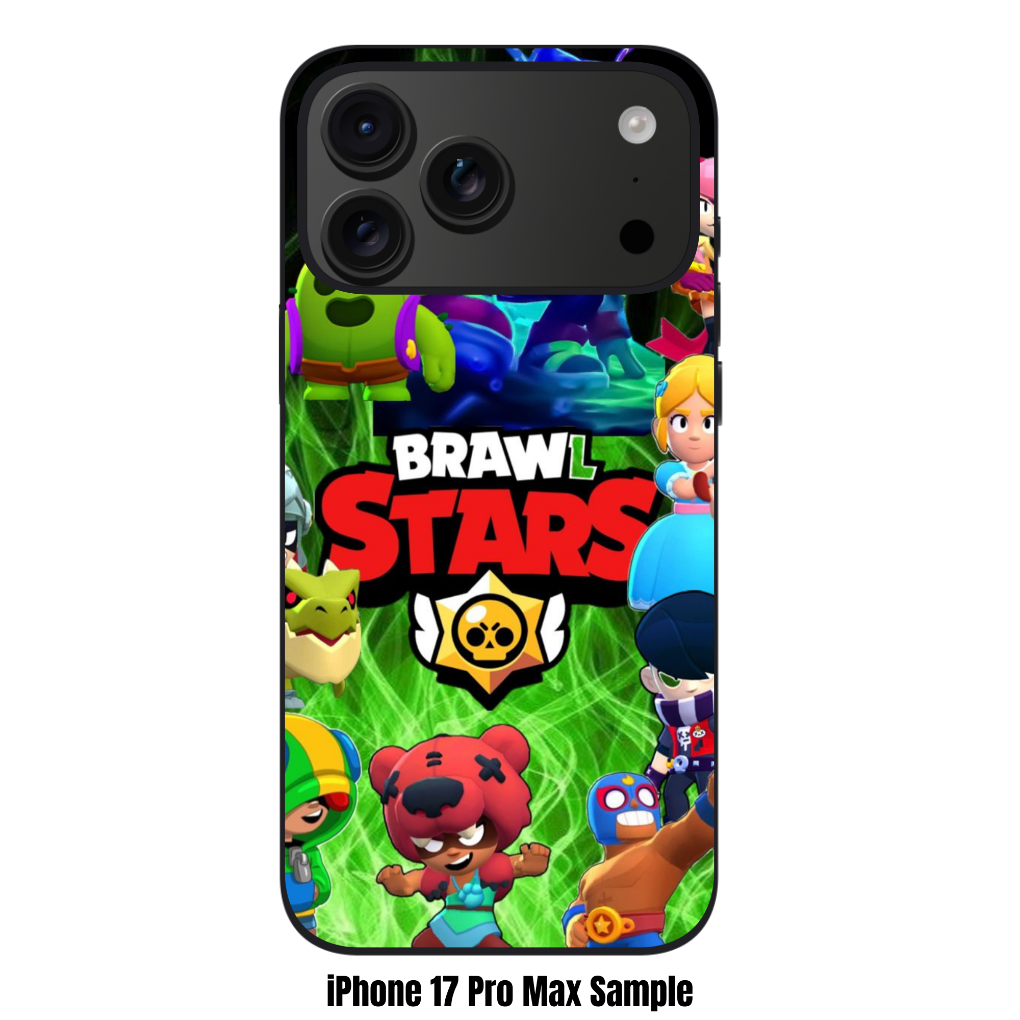 Brawl Stars Phone Case For iPhone Samsung Galaxy Pixel - Brawl Stars Logo And Brawlers Collage On Green Smoke Background