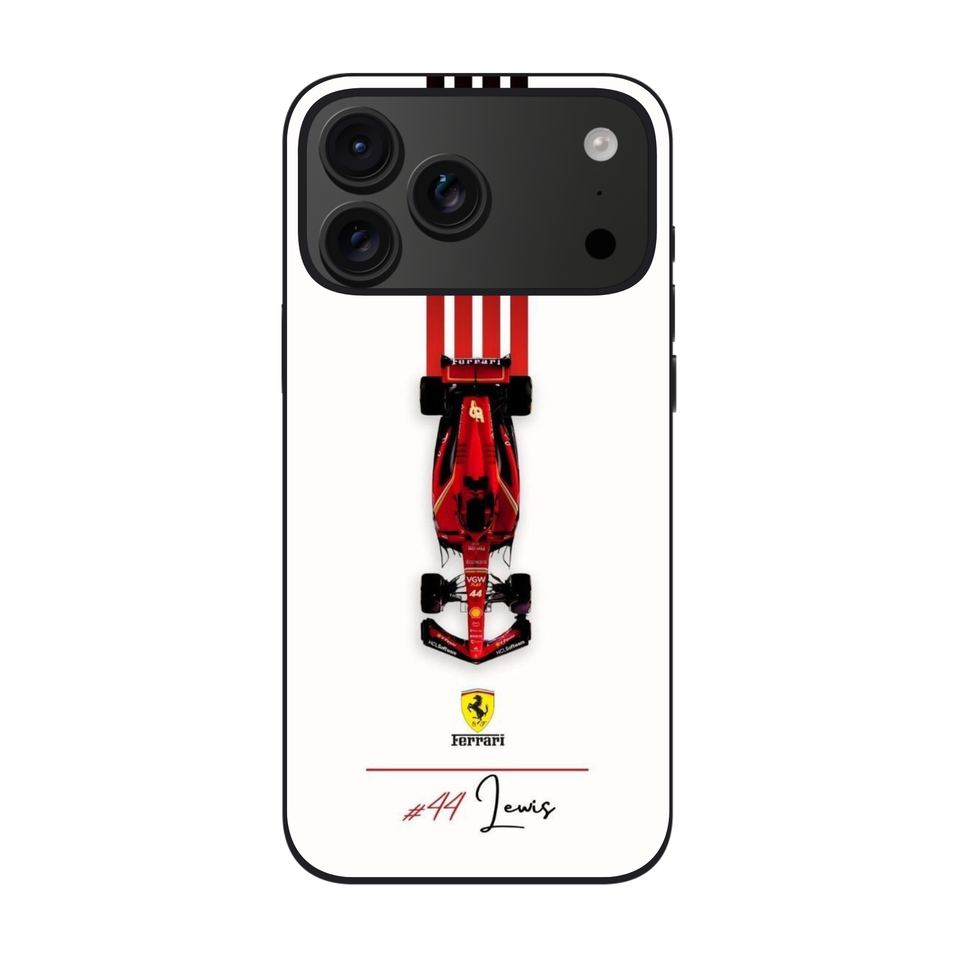 F1 Formula 1 Ferrari Phone Case For iPhone Samsung Galaxy Pixel - 44 Lewis Hamilton Race Car On White Background