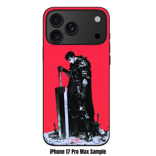 Berserk Guts Phone Case For iPhone Samsung Galaxy Pixel - Guts In Berserker Armor With Dragon Slayer On Red Background