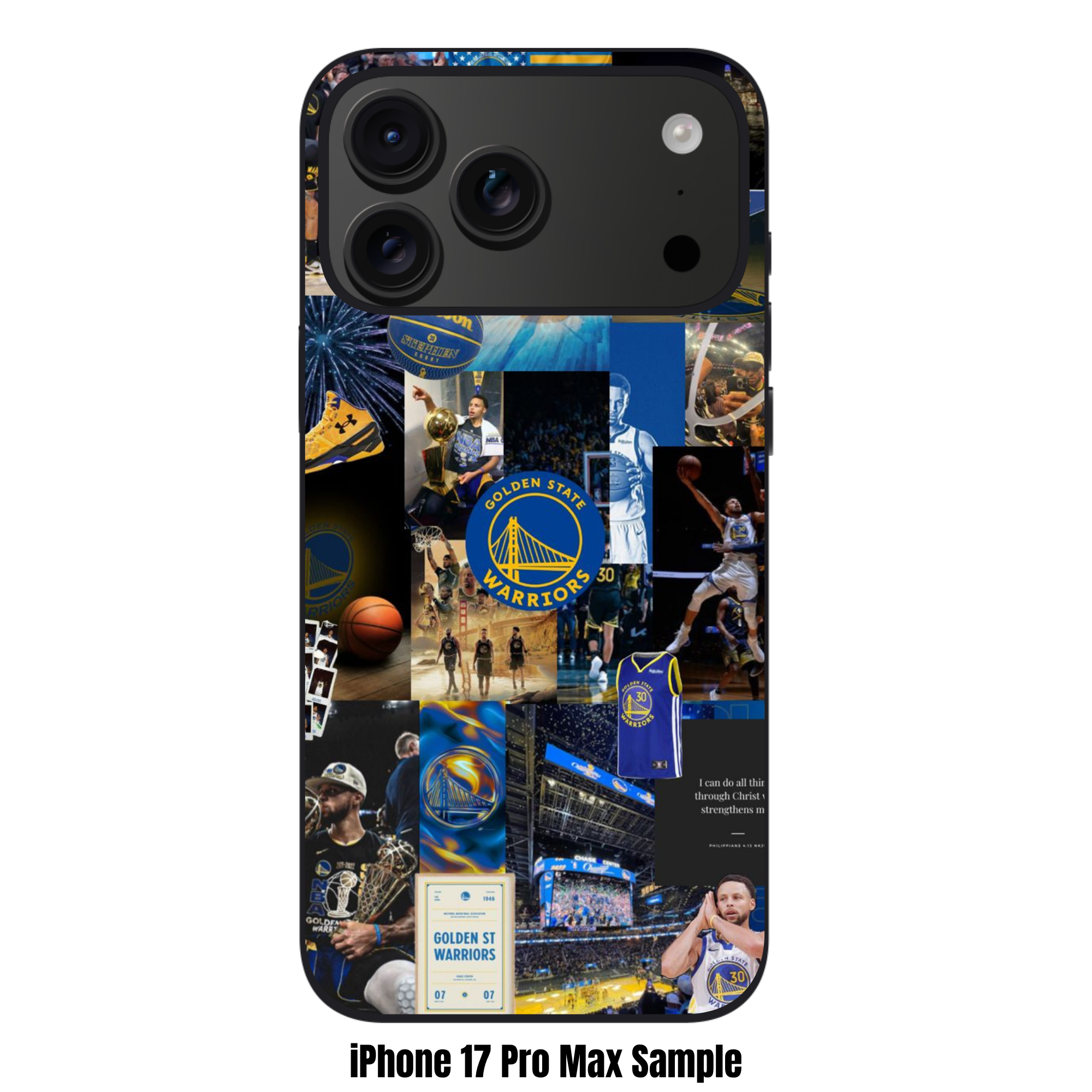 NBA Golden State Warriors Phone Case For iPhone Samsung Galaxy Pixel - Golden State Warriors Logo And Stephen Curry Collage Poster