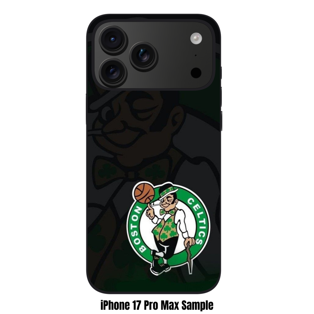 NBA Boston Celtics Phone Case For iPhone Samsung Galaxy Pixel - Boston Celtics Lucky The Leprechaun Shadow Logo On Dark Background