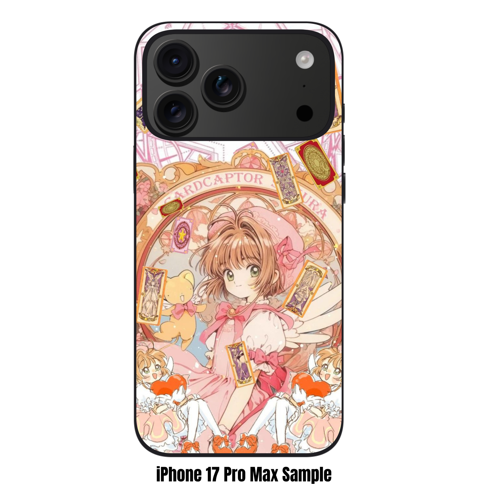 Cardcaptor Sakura Phone Case For iPhone Samsung Galaxy Pixel - Sakura Kinomoto Surrounded By Floating Clow Cards On An Ornate Floral Background