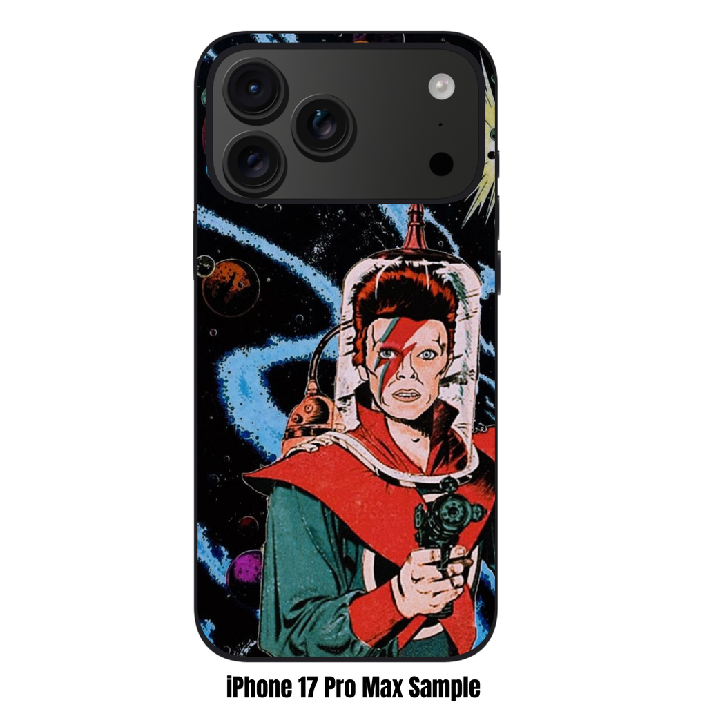 David Bowie Phone Case For iPhone Samsung Galaxy Pixel - David Bowie Ziggy Stardust Space Traveler Comic Art On Space Background