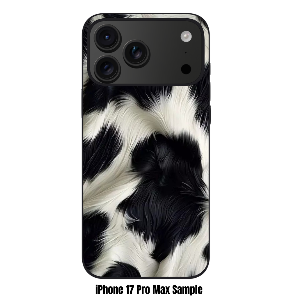 Animal Fur Pattern Phone Case For iPhone Samsung Galaxy Pixel - Black And White Cow Print Pattern