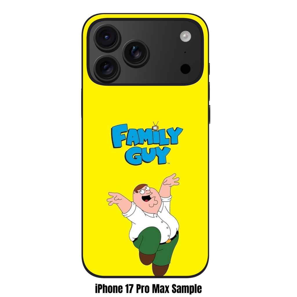 Family Guy Peter Griffin Phone Case For iPhone Samsung Galaxy Pixel - Peter Griffin And Family Guy Logo On Yellow Background