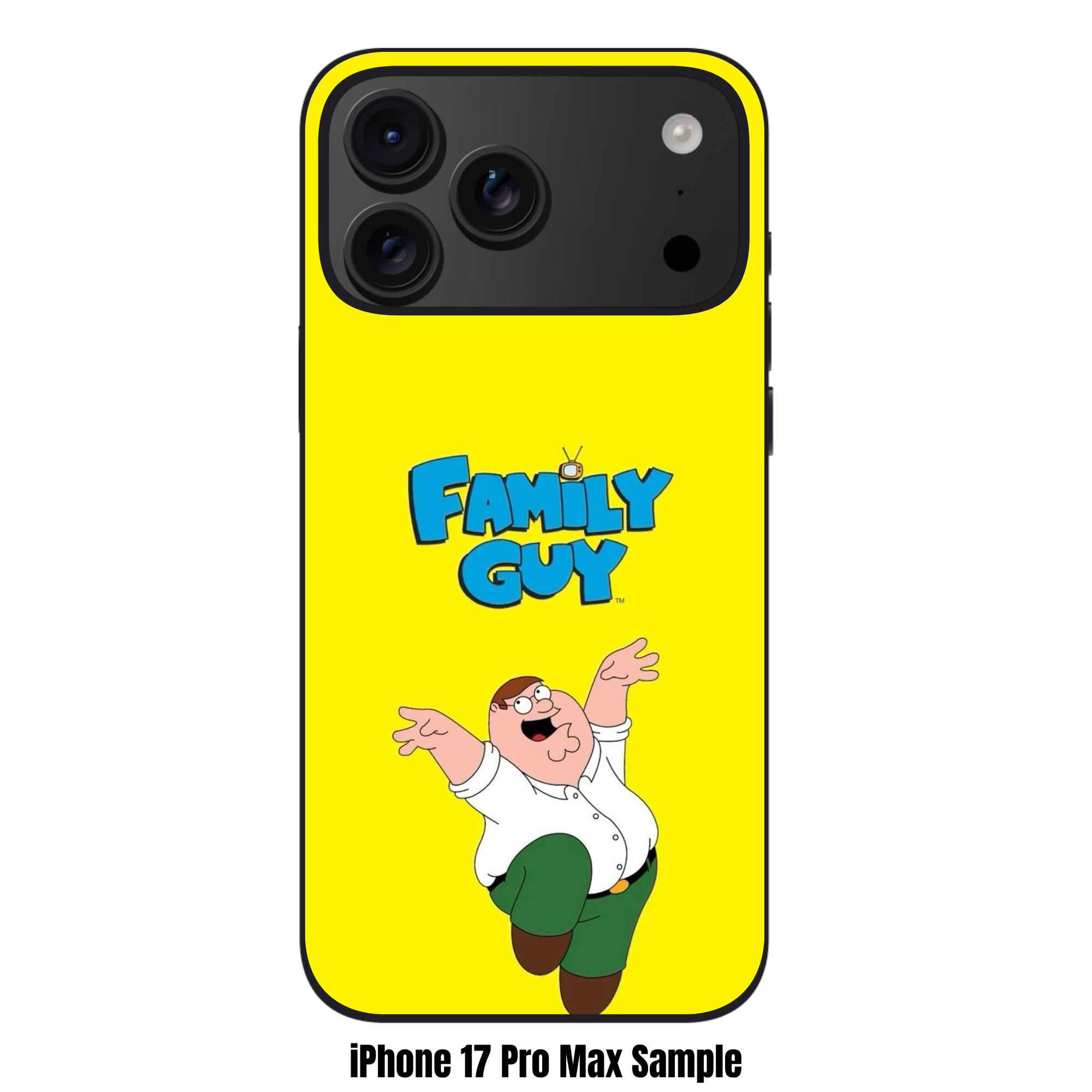 Family Guy Peter Griffin Phone Case For iPhone Samsung Galaxy Pixel - Peter Griffin And Family Guy Logo On Yellow Background
