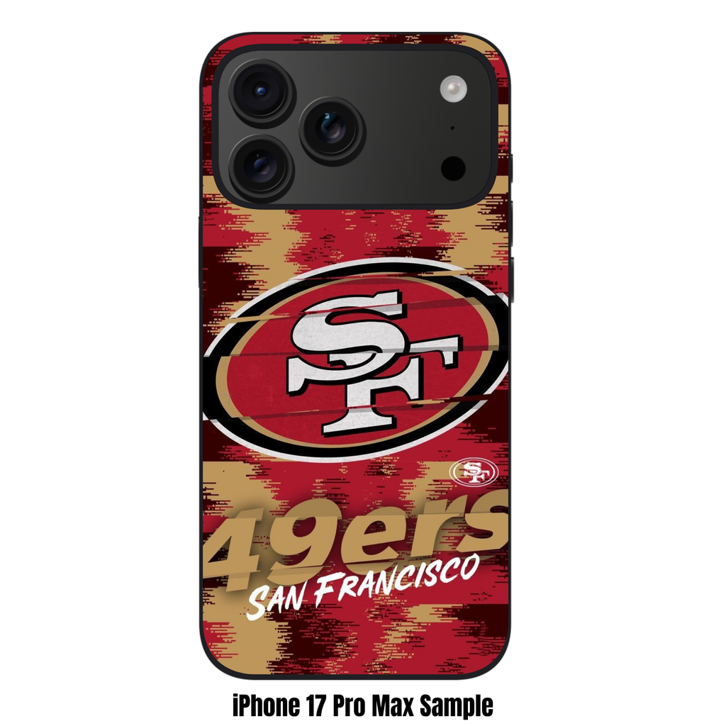NFL San Francisco 49ers Phone Case For iPhone Samsung Galaxy Pixel - San Francisco 49ers Logo And Wordmark On Pixelated Textured Background