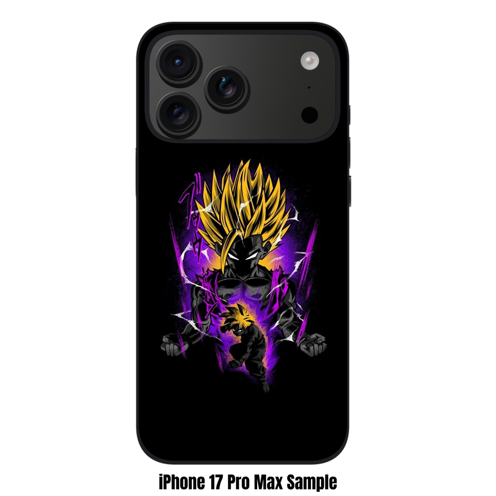 Dragon Ball Gohan Phone Case For iPhone Samsung Galaxy Pixel - Super Saiyan 2 Son Gohan Silhouette Art With Purple Aura And White Lightning On Black Background