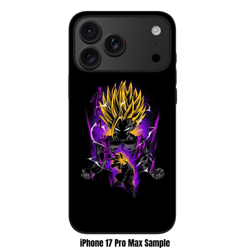 Dragon Ball Gohan Phone Case For iPhone Samsung Galaxy Pixel - Super Saiyan 2 Son Gohan Silhouette Art With Purple Aura And White Lightning On Black Background