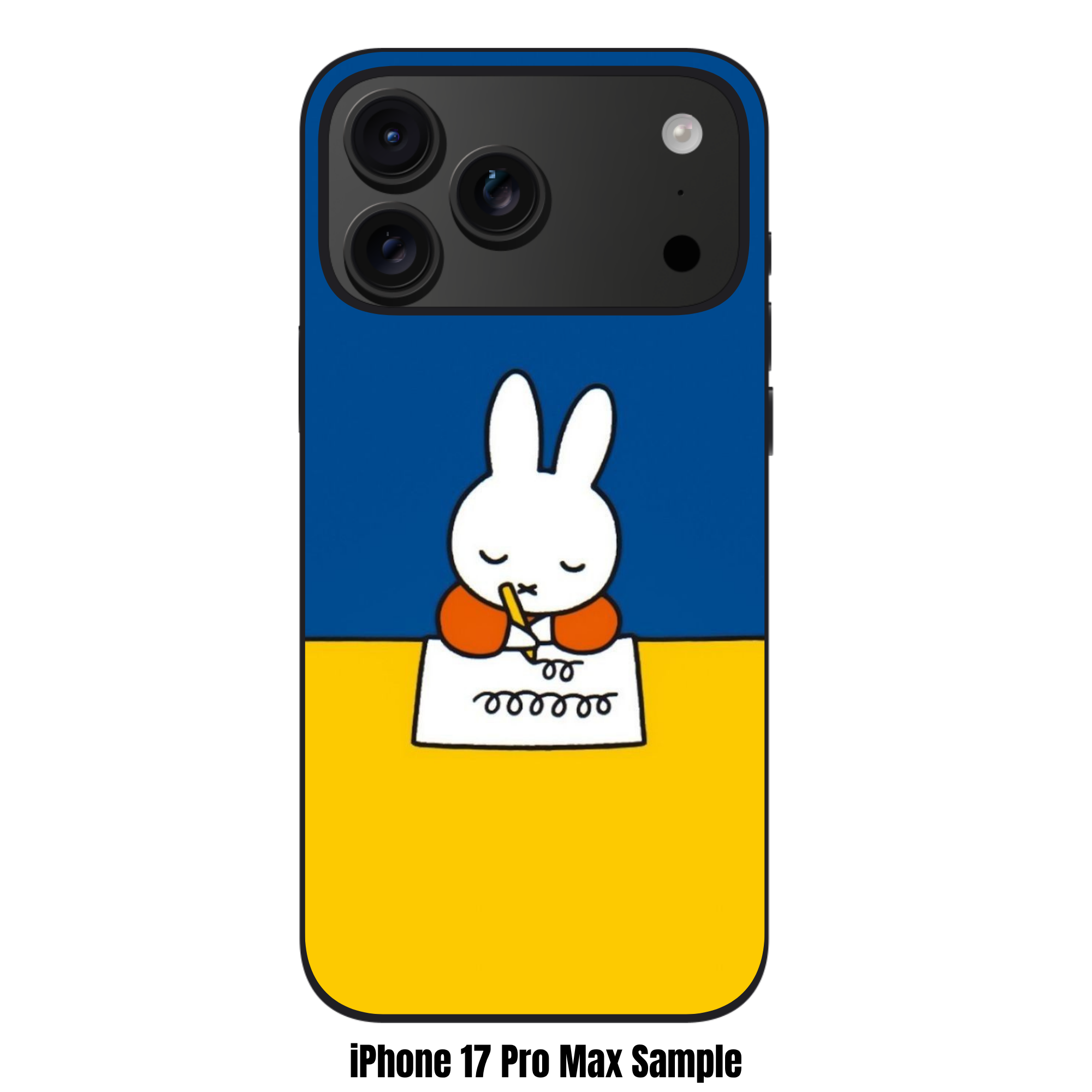 Miffy Phone Case For iPhone Samsung Galaxy Pixel - Miffy Writing In Blue And Yellow Background