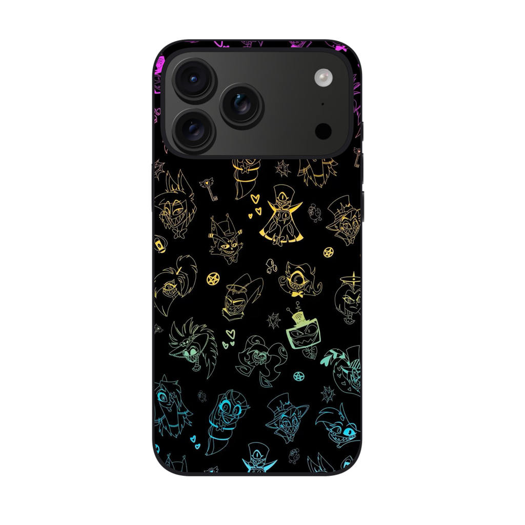 Helluva Boss Phone Case For iPhone Samsung Galaxy Pixel - Characters Neon Line Art Poster