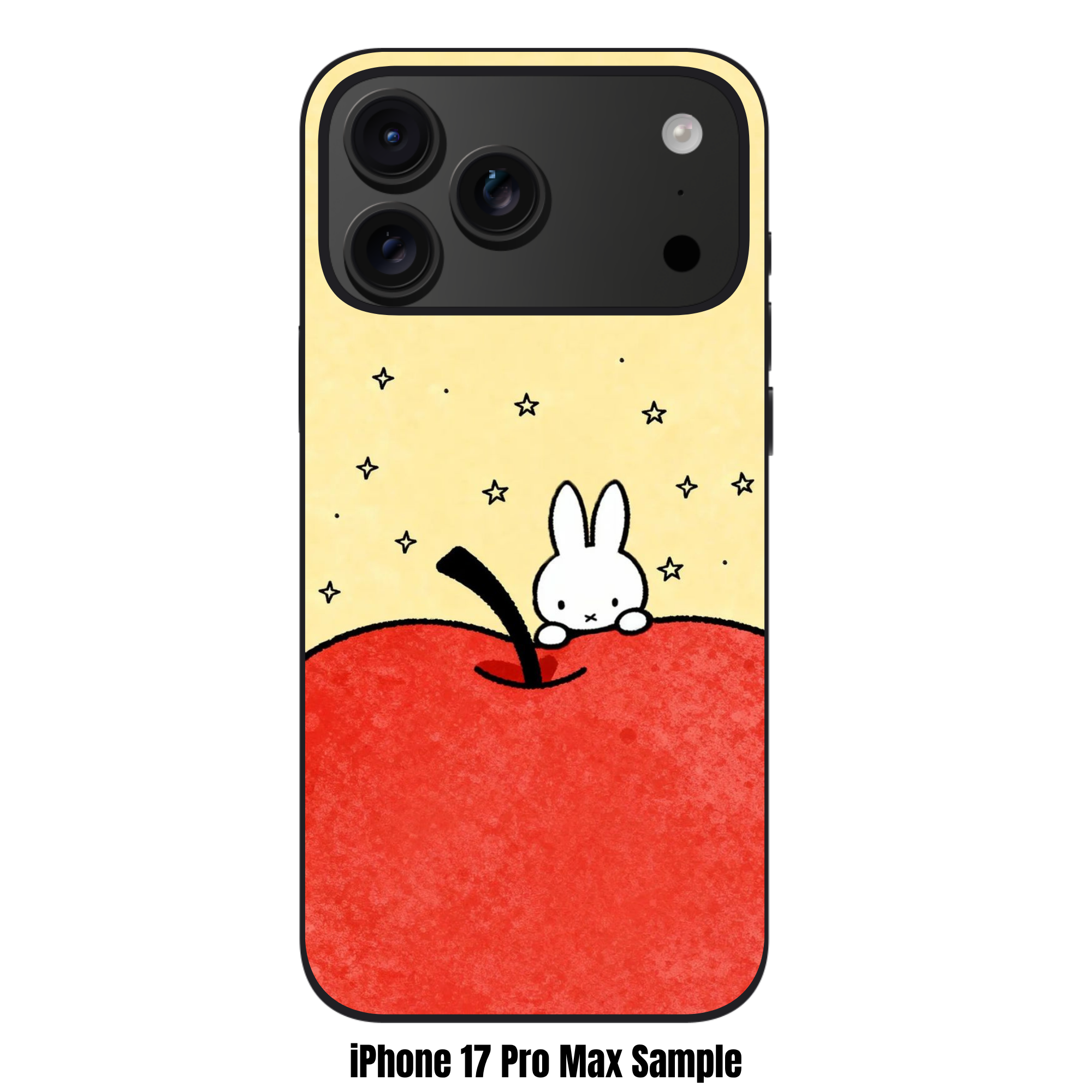 Miffy Phone Case For iPhone Samsung Galaxy Pixel - Miffy Peeking Behind Giant Apple With Stars In Cream Background