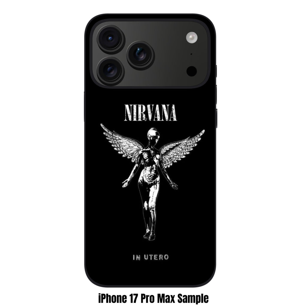 Nirvana Phone Case For iPhone Samsung Galaxy Pixel - Nirvana In Utero Album Angel Graphic In Black Background