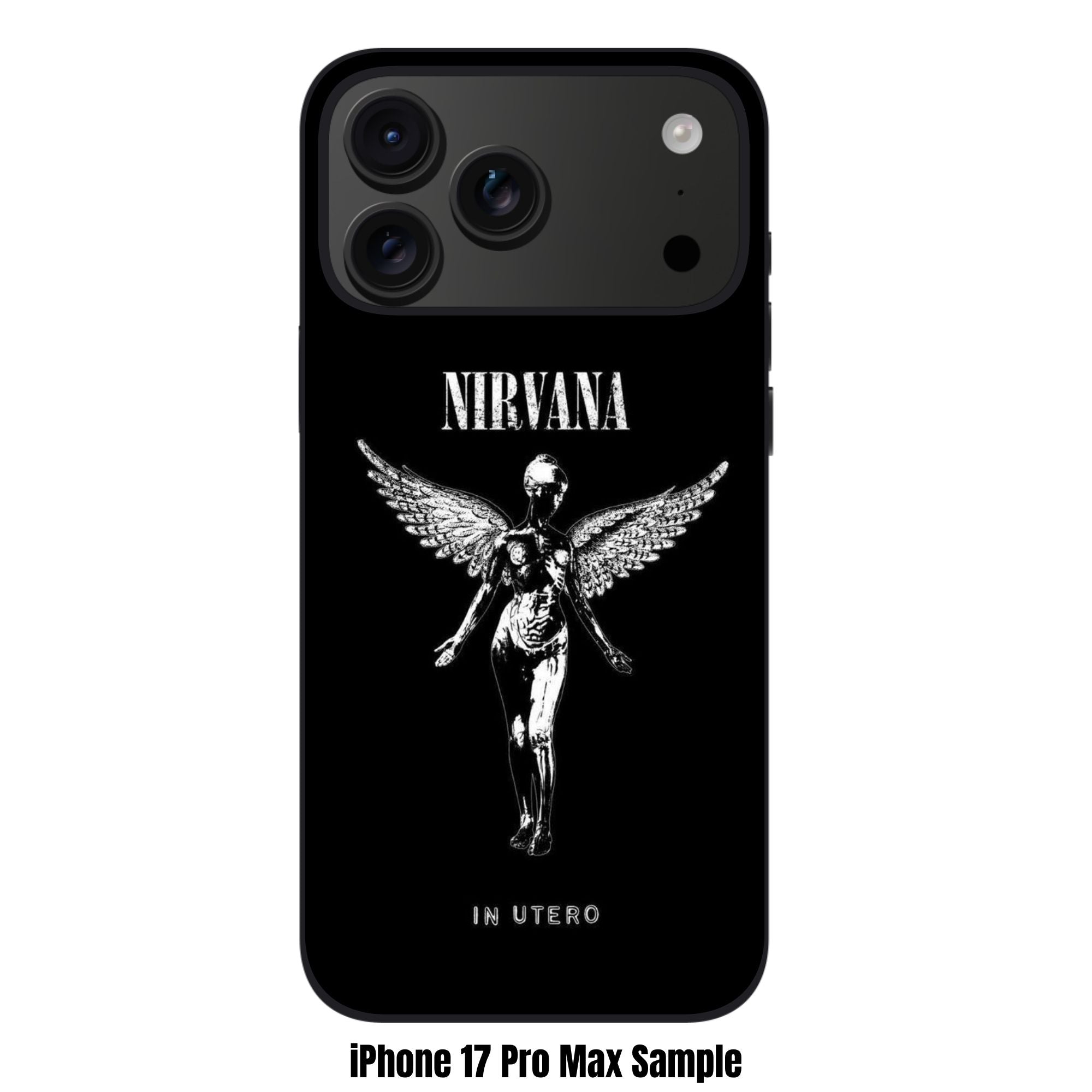 Nirvana Phone Case For iPhone Samsung Galaxy Pixel - Nirvana In Utero Album Angel Graphic In Black Background