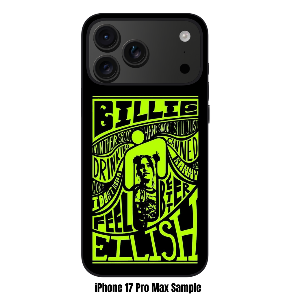 Billie Eilish Phone Case For iPhone Samsung Galaxy Pixel - Billie Eilish Psychedelic Lyric Poster Graphic On Black Background