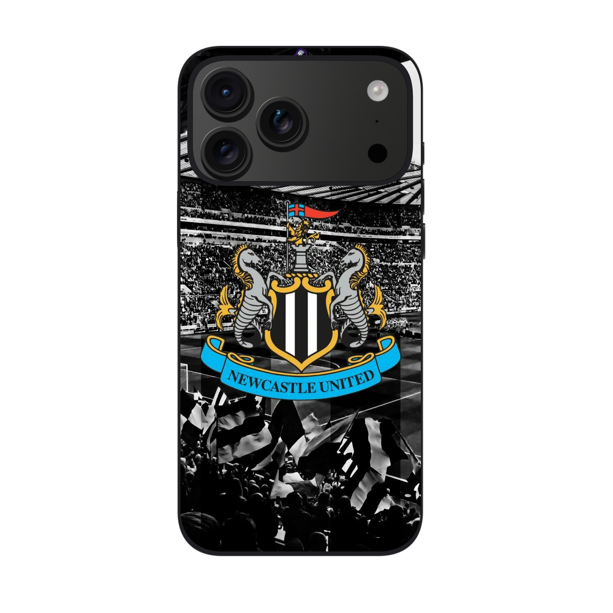 Newcastle United FC Phone Case For iPhone Samsung Galaxy Pixel - Newcastle United FC Crest On St James Park Crowd Background