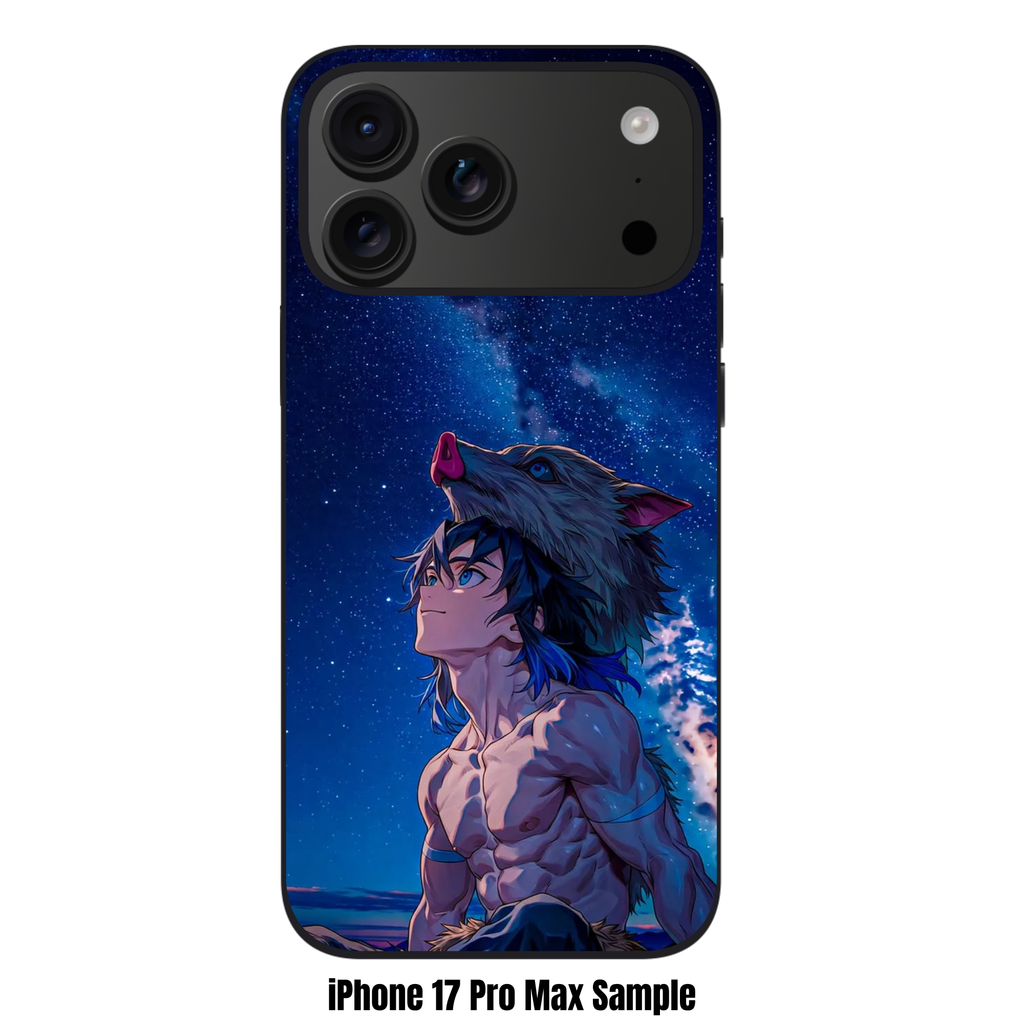Demon Slayer Inosuke Phone Case For iPhone Samsung Galaxy Pixel - Inosuke Hashibira Stargazing Under The Milky Way Night Sky Art