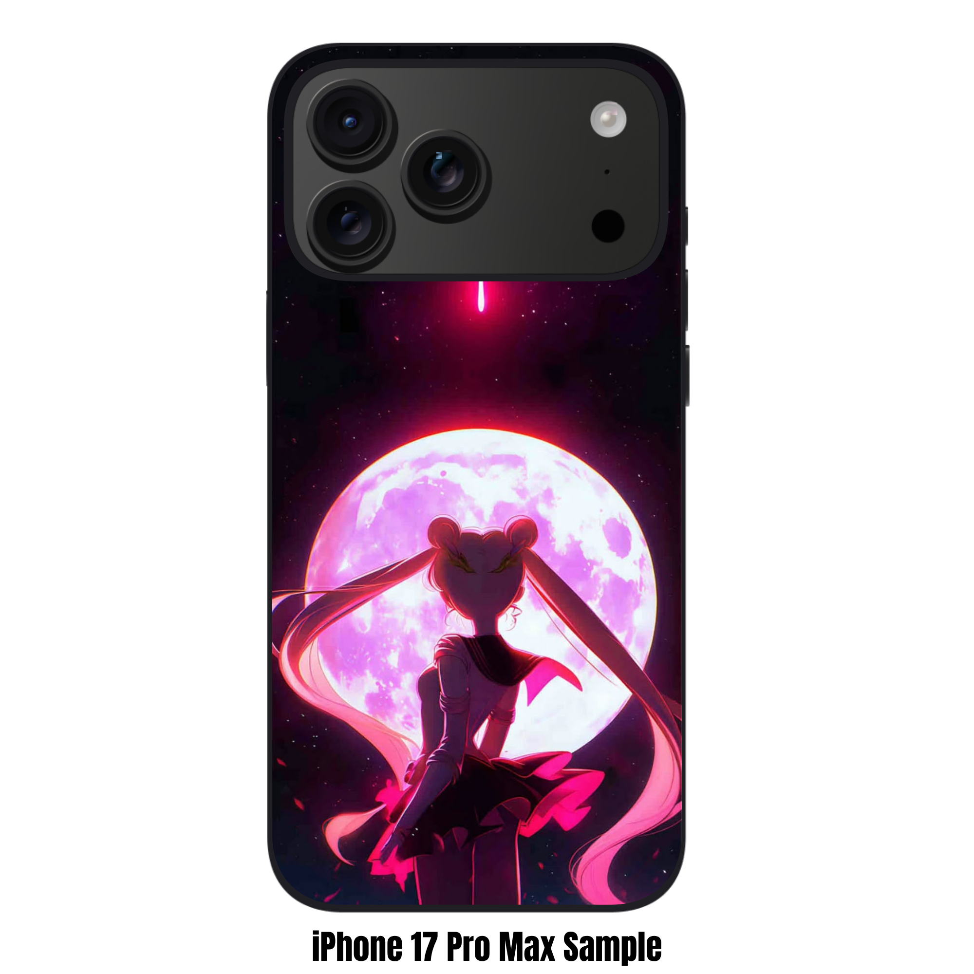 Sailor Moon Phone Case For iPhone Samsung Galaxy Pixel - Sailor Moon Silhouette With Shooting Star And Glowing Pink Moon Background