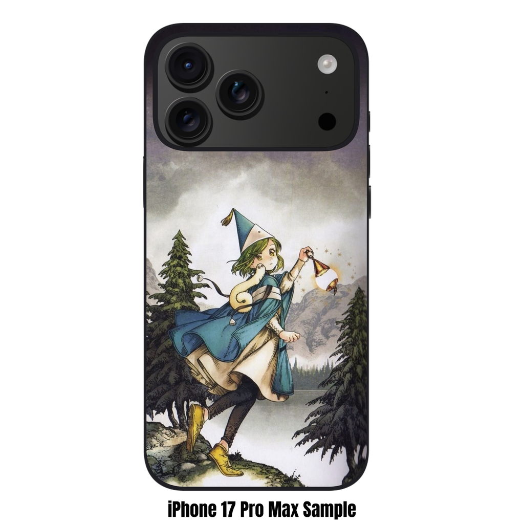 Witch Hat Atelier Coco Phone Case For iPhone Samsung Galaxy Pixel - Coco Holding A Glowing Lantern In Front Of Cloudy Mountain Background