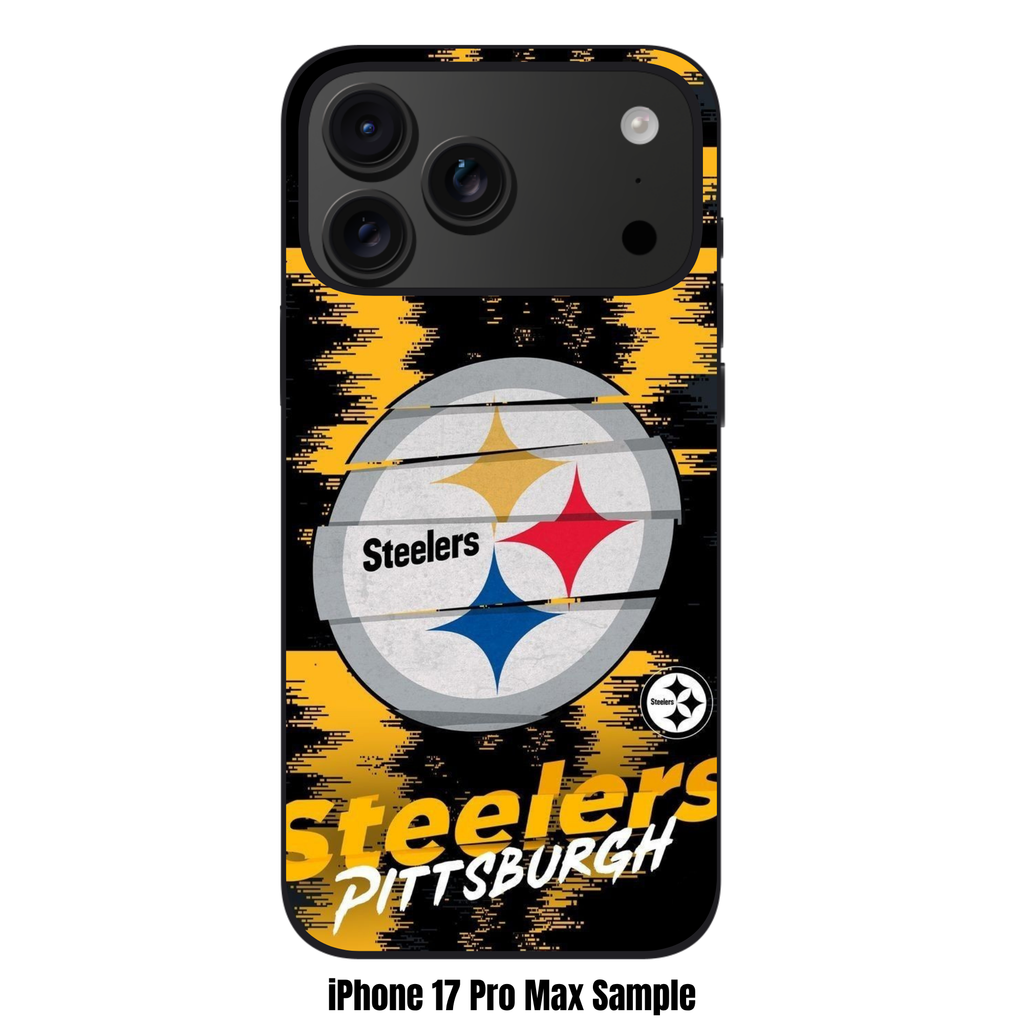 NFL Pittsburgh Steelers Phone Case For iPhone Samsung Galaxy Pixel - Pittsburgh Steelers Logo And Wordmark On Pixelated Textured Background