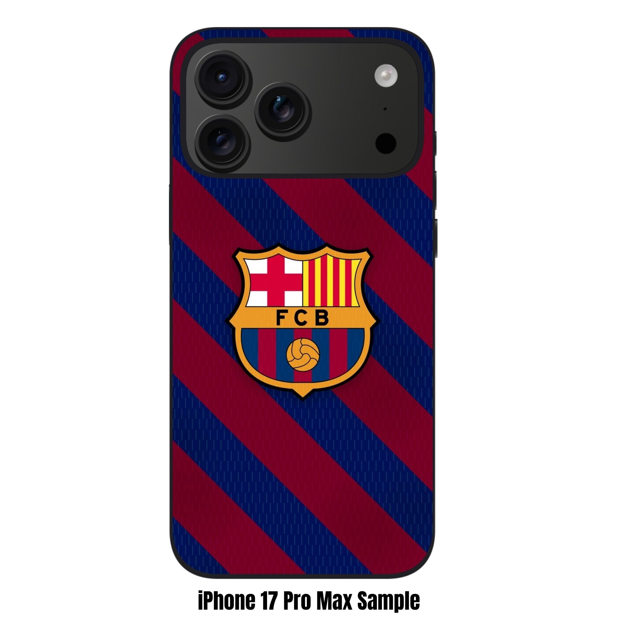 FC Barcelona Phone Case For iPhone Samsung Galaxy Pixel - FC Barcelona Crest On Blaugrana Diagonal Striped Background