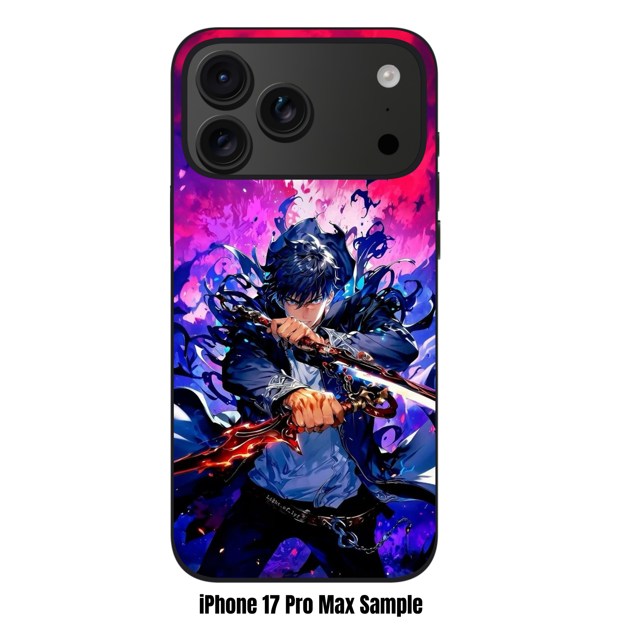 Solo Leveling Sung Jin woo Phone Case For iPhone Samsung Galaxy Pixel - Sung Jin woo Holding Red and Blue Daggers On Pink and Purple Background
