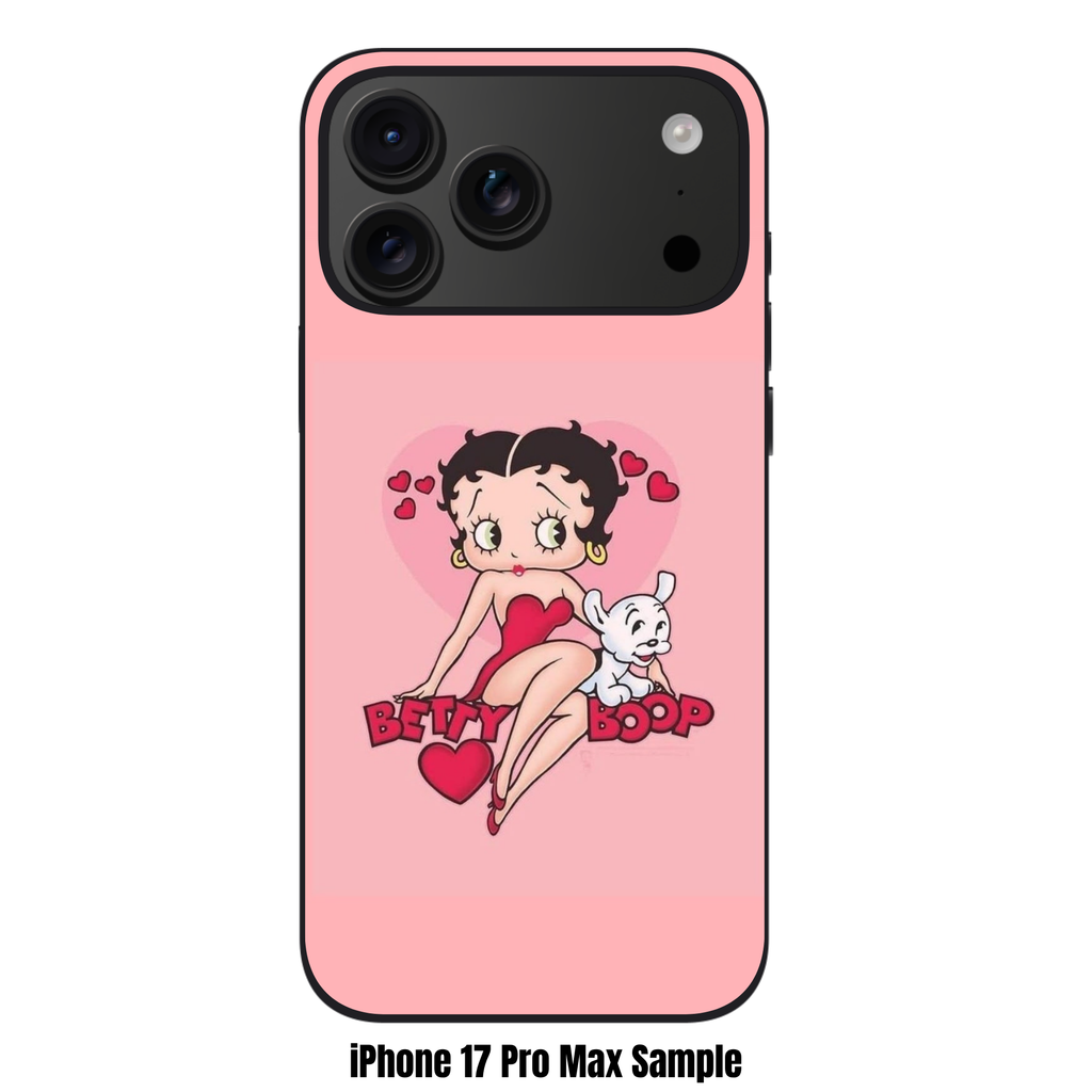 Betty Boop Phone Case For iPhone Samsung Galaxy Pixel - Betty Boop And Pudgy Posing On Pink Background
