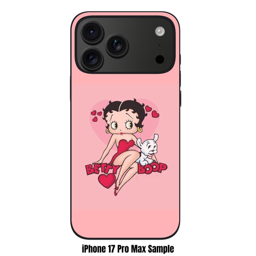 Betty Boop Phone Case For iPhone Samsung Galaxy Pixel - Betty Boop And Pudgy Posing On Pink Background