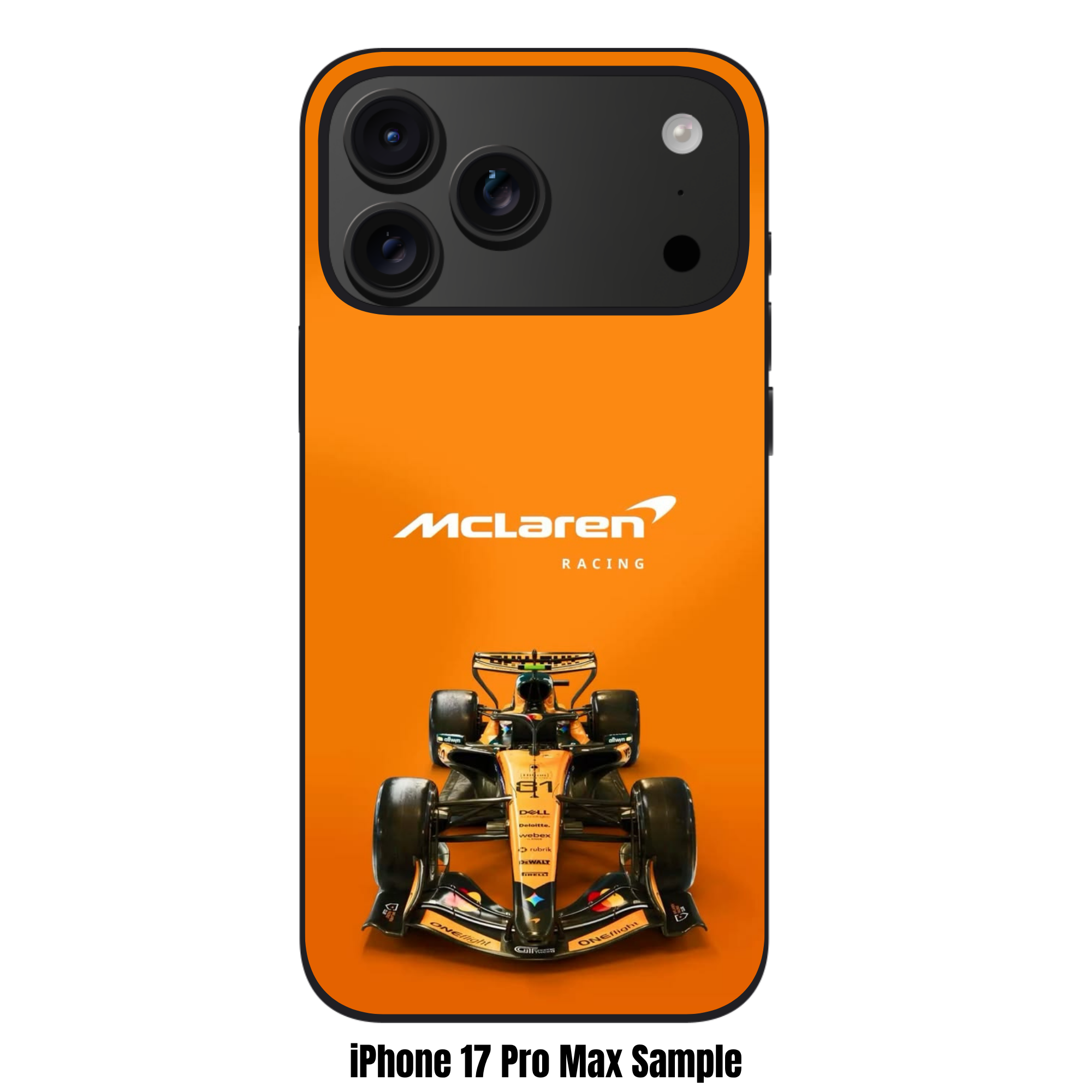 F1 Formula 1 McLaren Phone Case For iPhone Samsung Galaxy Pixel - McLaren Logo Wordmark And MCL40 On Orange Background