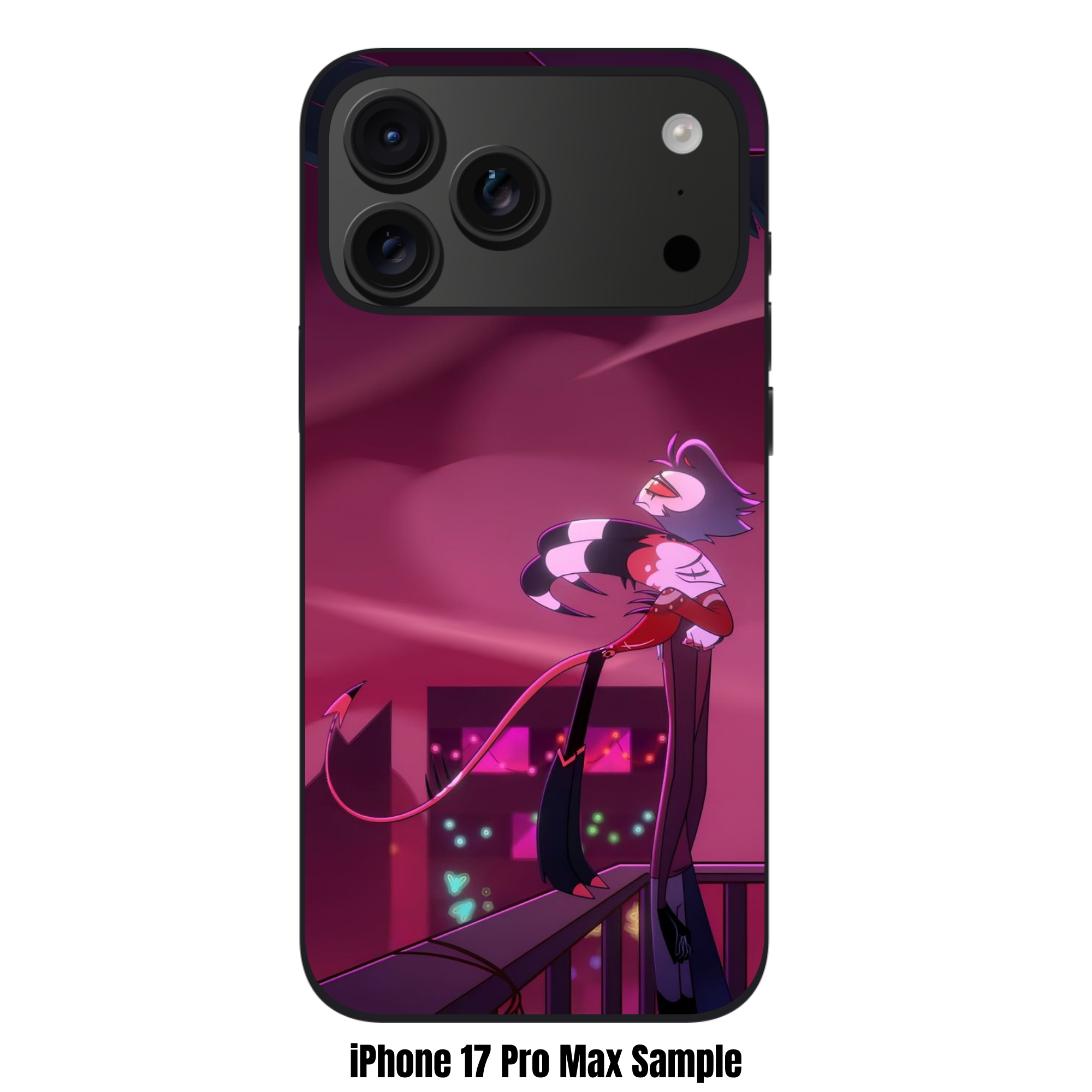 Helluva Boss Phone Case For iPhone Samsung Galaxy Pixel - Blitz And Stolas Hug On Balcony Poster
