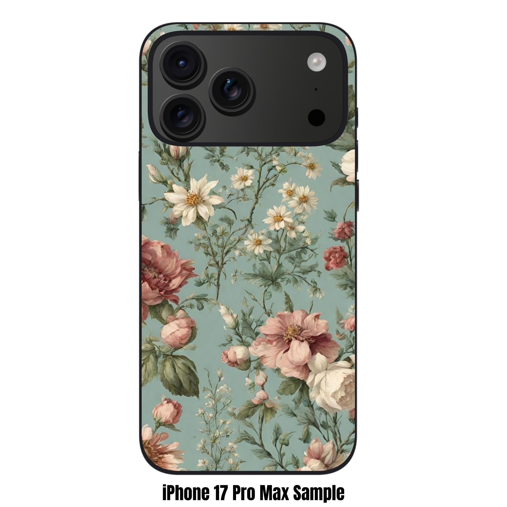 Floral Pattern Phone Case For iPhone Samsung Galaxy Pixel - Vintage Peony And Daisy Floral Pattern On Sage Green Background
