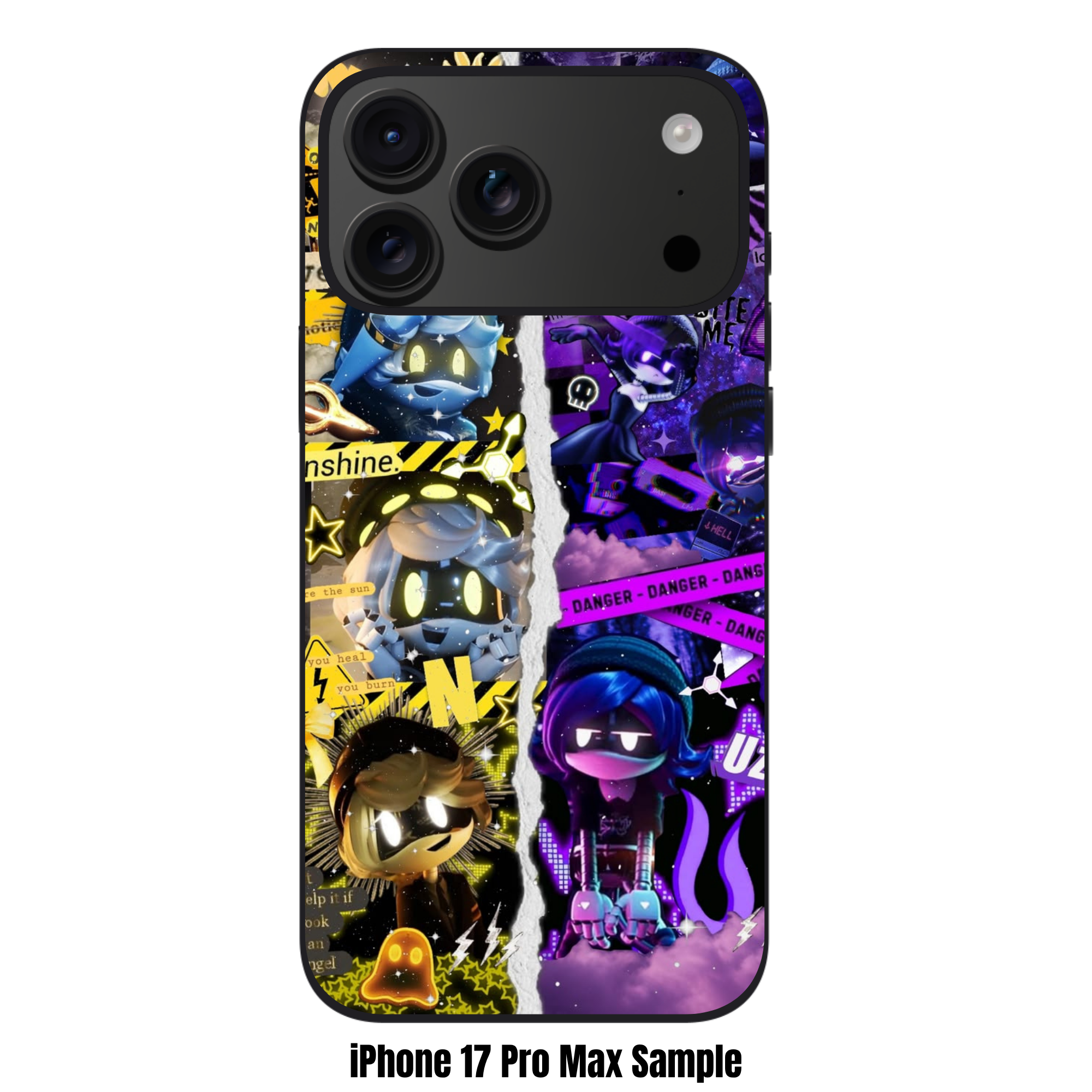 Murder Drones Phone Case For iPhone Samsung Galaxy Pixel - N And Uzi Aesthetic Collage On Split Background
