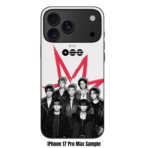 BTS Phone Case For iPhone Samsung Galaxy Pixel - BTS Group Photo With Red Star On Textured White Background