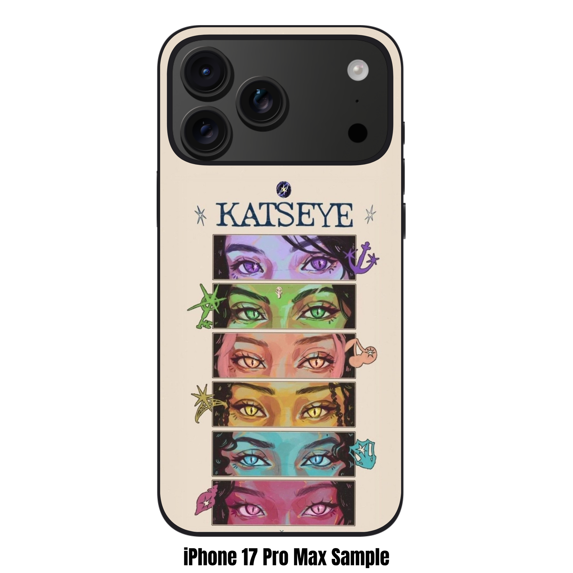 Katseye Phone Case For iPhone Samsung Galaxy Pixel - Katseye Artistic Eyes Illustration On Beige Background