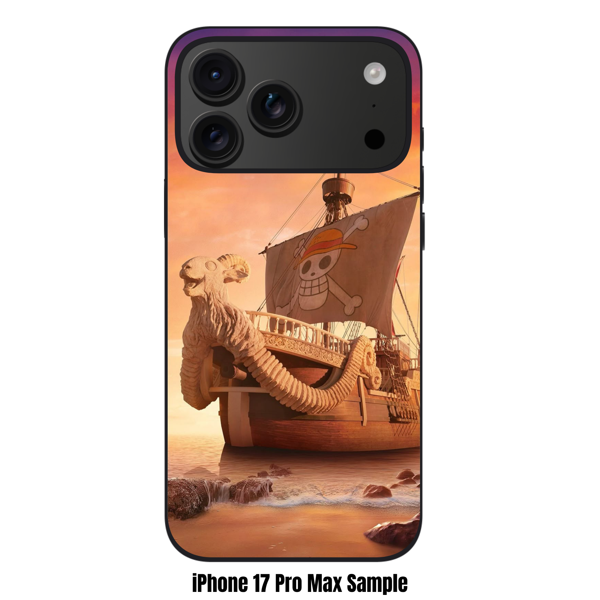 One Piece Live Action Phone Case For iPhone Samsung Galaxy Pixel - Detailed 3D Going Merry Ship On The Shore At Sunset