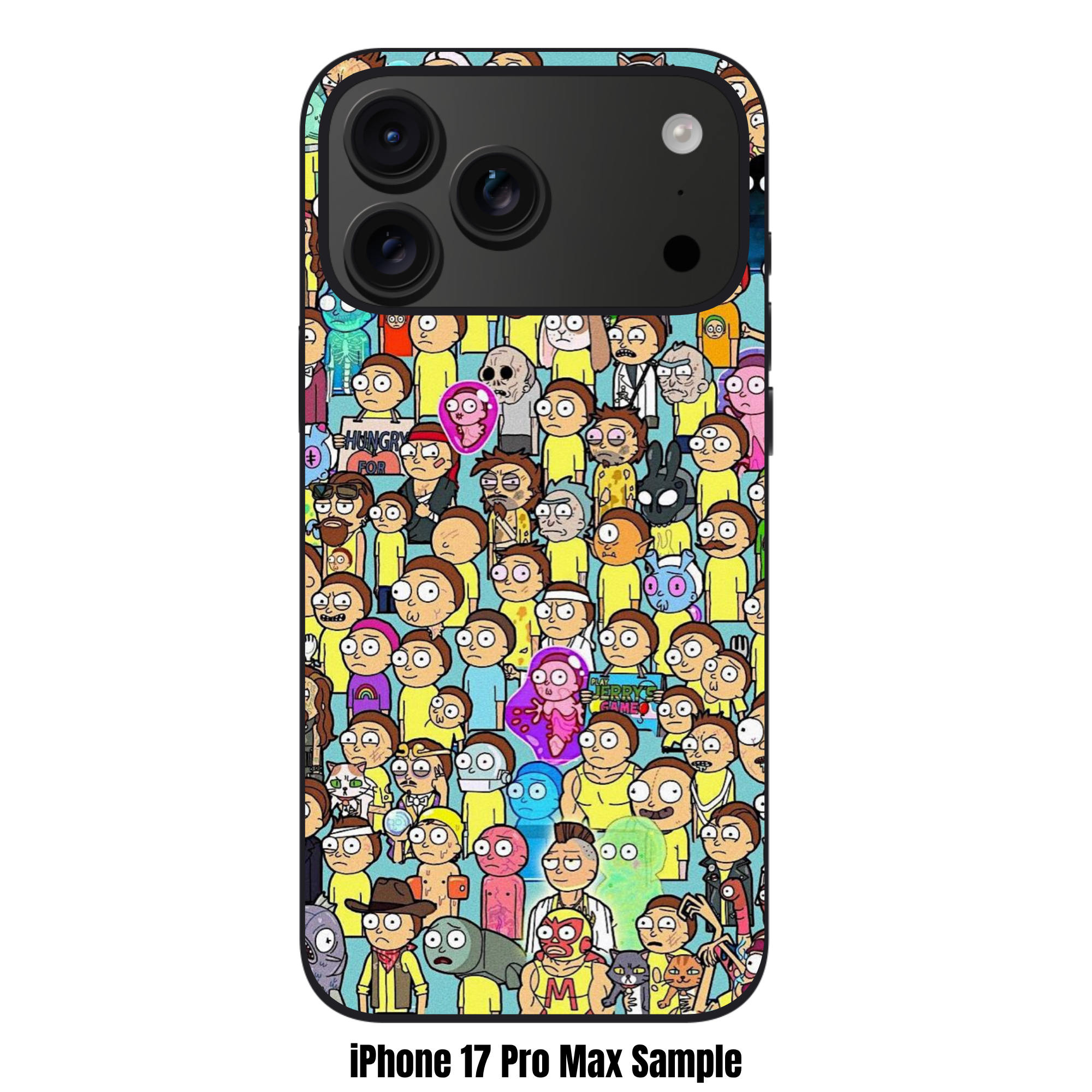 Rick And Morty Phone Case For iPhone Samsung Galaxy Pixel - Morty Smith Multiverse Collage Pattern On Light Blue Background