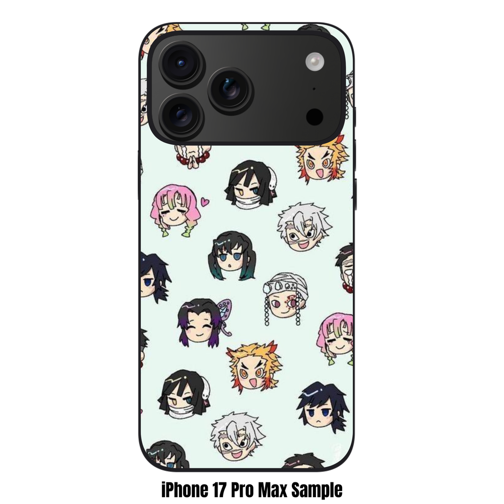 Demon Slayer Phone Case For iPhone Samsung Galaxy Pixel - Demon Slayer Hashira Chibi Pattern On Light Teal Background