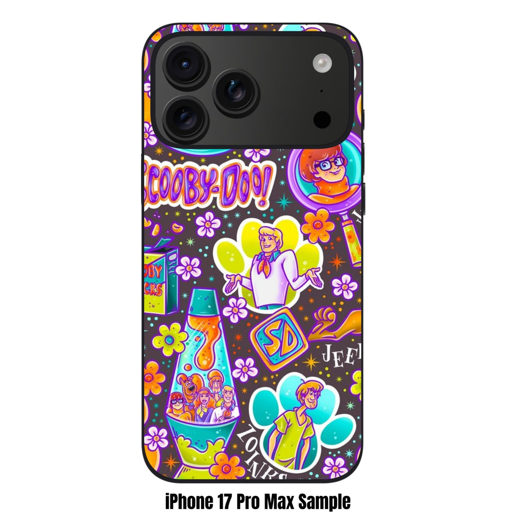 Scooby Doo Phone Case For iPhone Samsung Galaxy Pixel - Scooby Doo Groovy Retro Catchphrases Seamless Pattern On Dark Brown Background