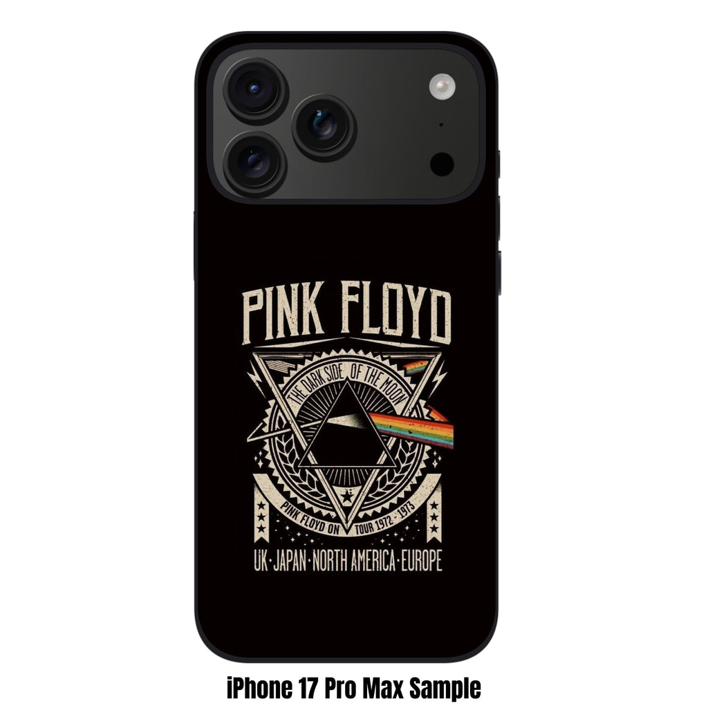 Pink Floyd Phone Case For iPhone Samsung Galaxy Pixel - Pink Floyd The Dark Side Of The Moon Tour Graphic Poster In Black Background