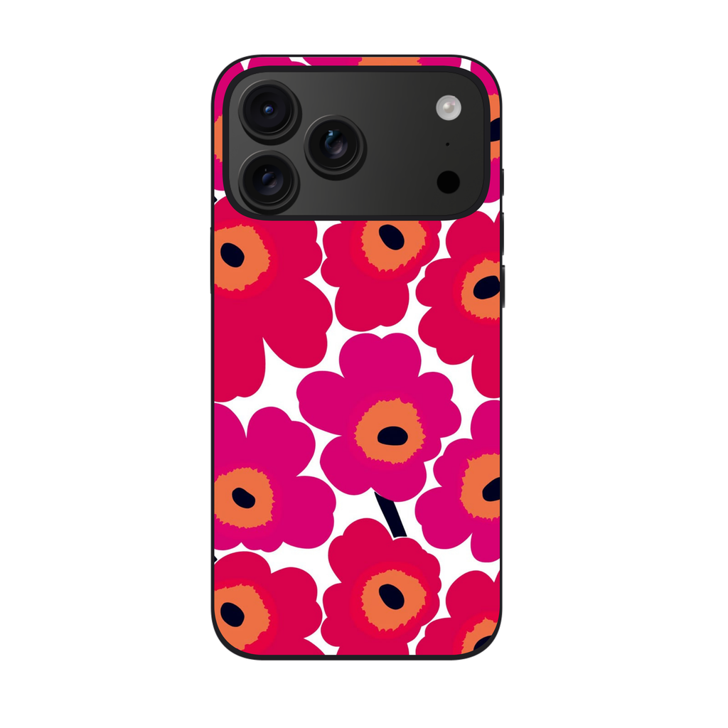 Marimekko Phone Case For iPhone Samsung Galaxy Pixel - Marimekko Unikko Red And Hot Pink Pattern