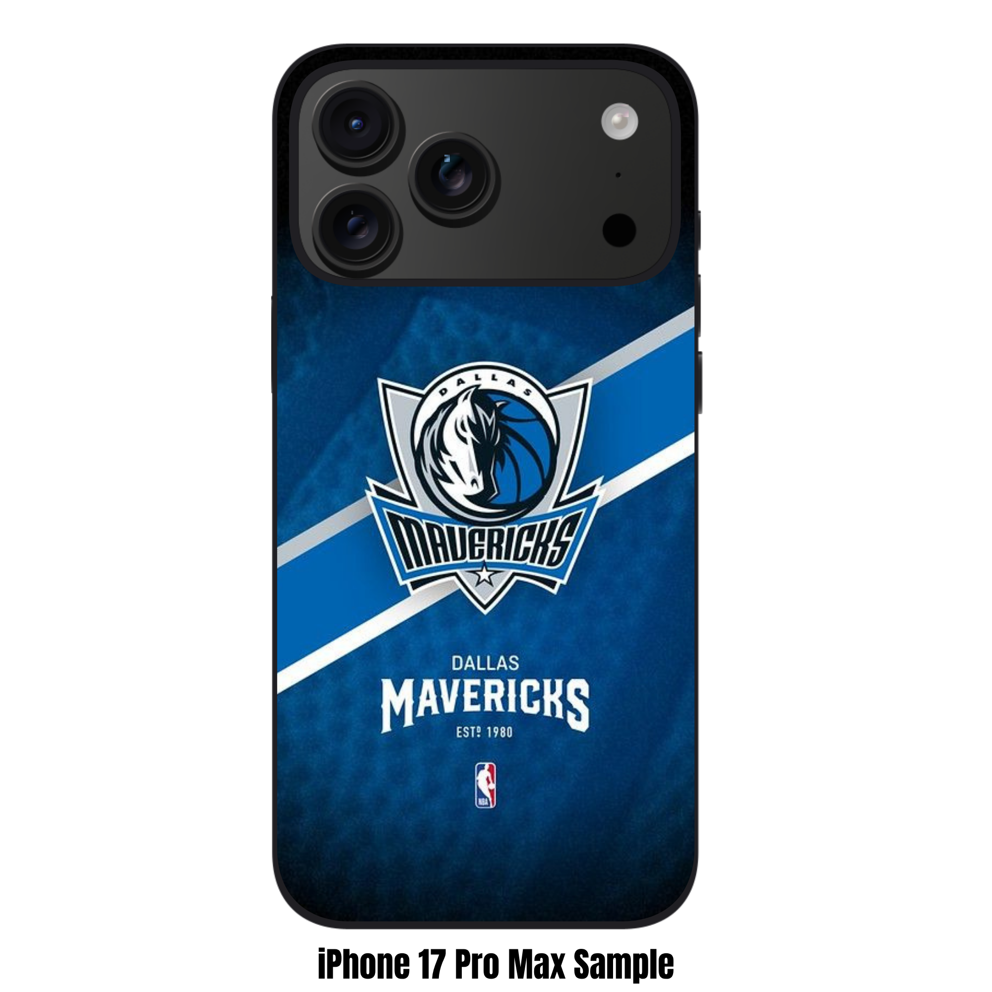 NBA Dallas Mavericks Phone Case For iPhone Samsung Galaxy Pixel - Dallas Mavericks Logo And Diagonal Stripe On Textured Blue Background