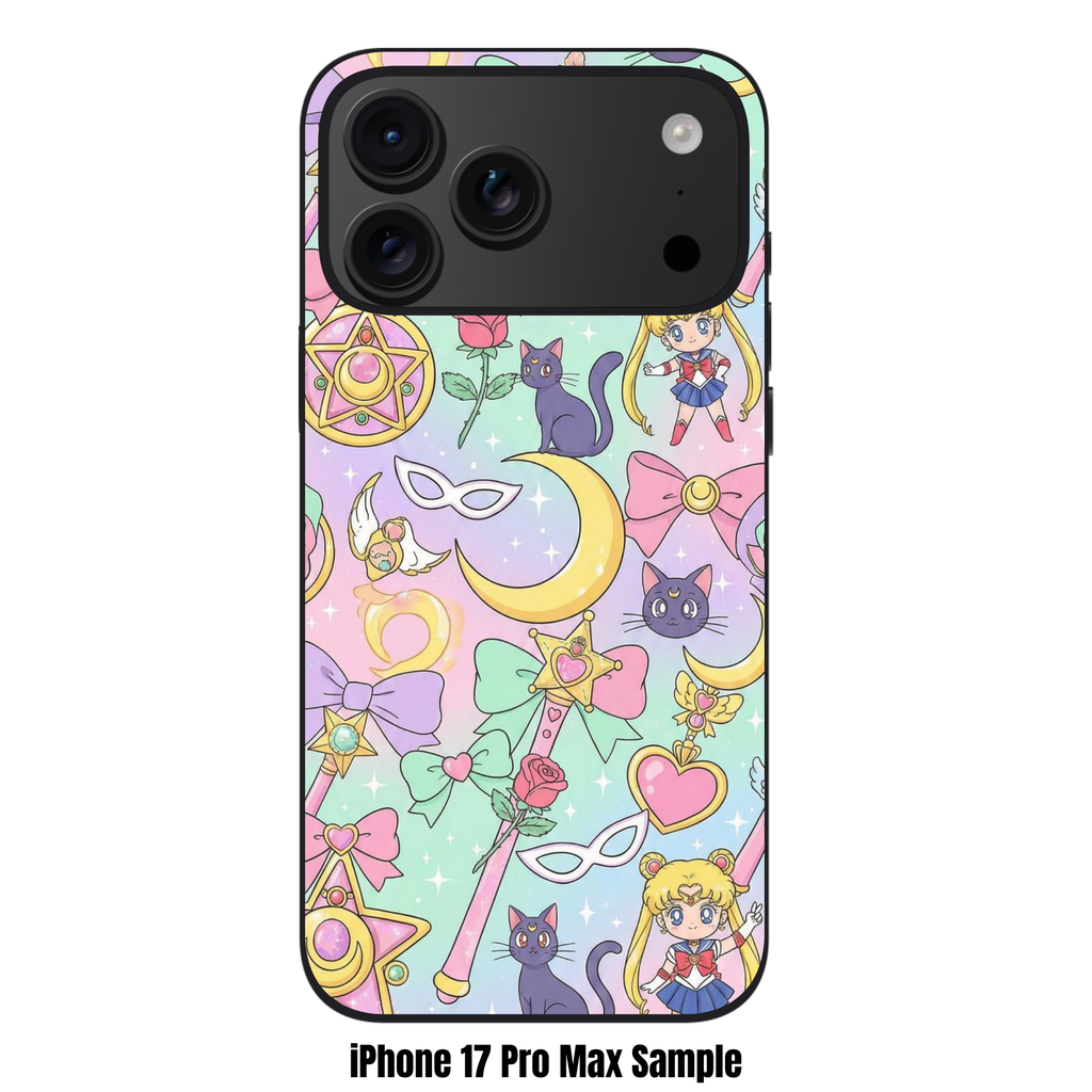 Sailor Moon Phone Case For iPhone Samsung Galaxy Pixel - Sailor Moon Chibi Characters And Magical Items On Pastel Gradient Background