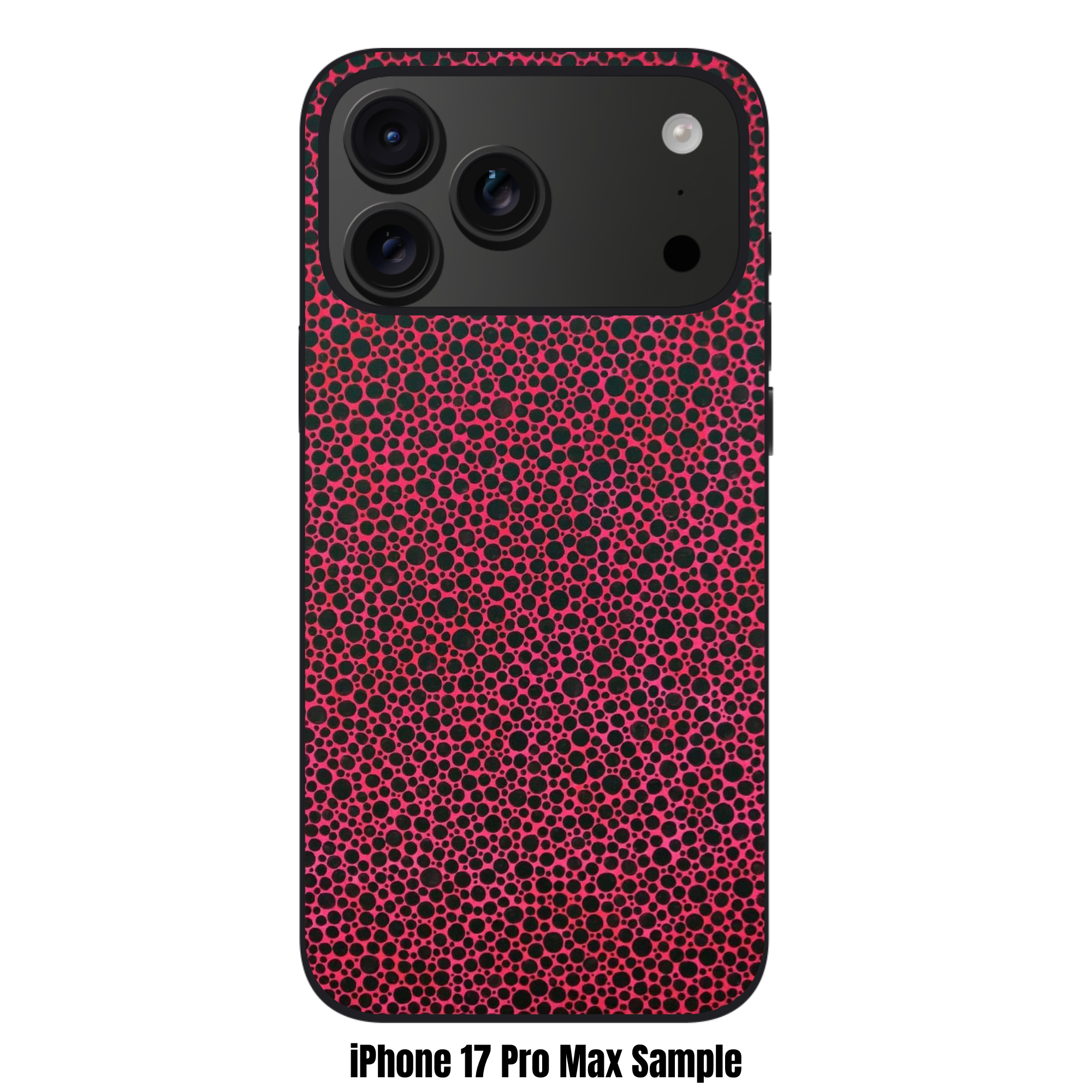 Yayoi Kusama Phone Case For iPhone Samsung Galaxy Pixel - Black Polka Dots On Hot Pink Background Pattern