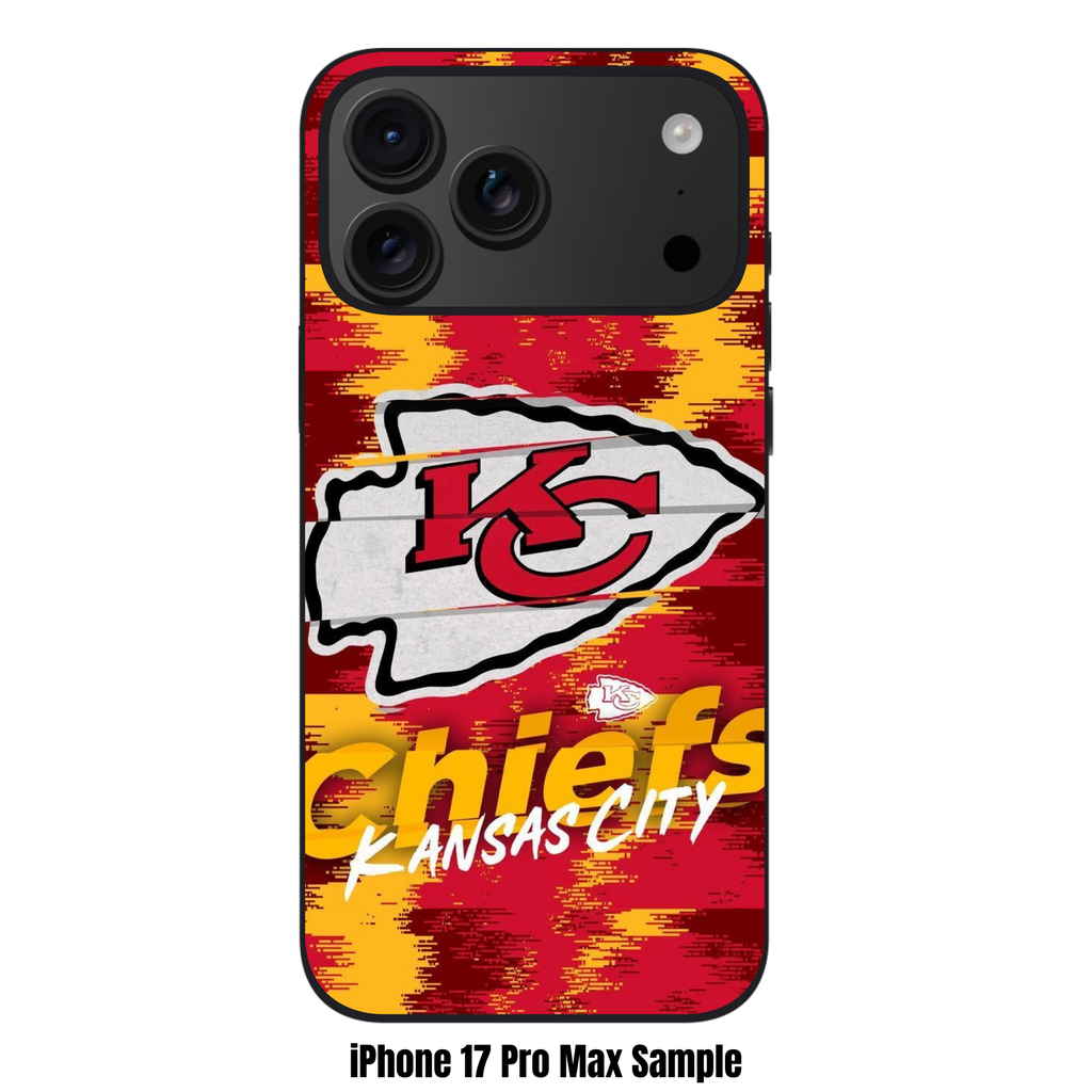 NFL Kansas City Chiefs Phone Case For iPhone Samsung Galaxy Pixel - Kansas City Chiefs Logo On Red And Yellow Pixelated Textured Background