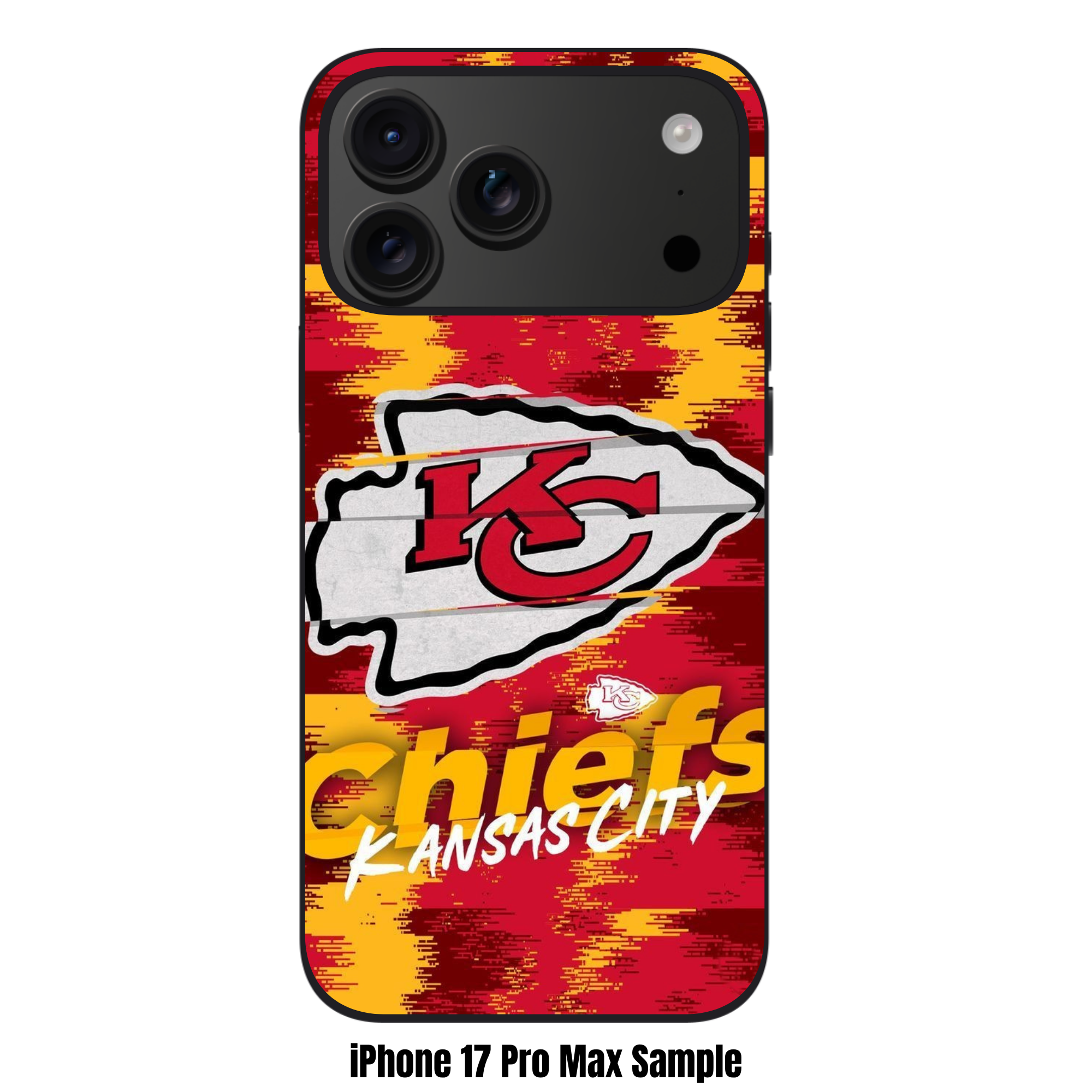 NFL Kansas City Chiefs Phone Case For iPhone Samsung Galaxy Pixel - Kansas City Chiefs Logo On Red And Yellow Pixelated Textured Background